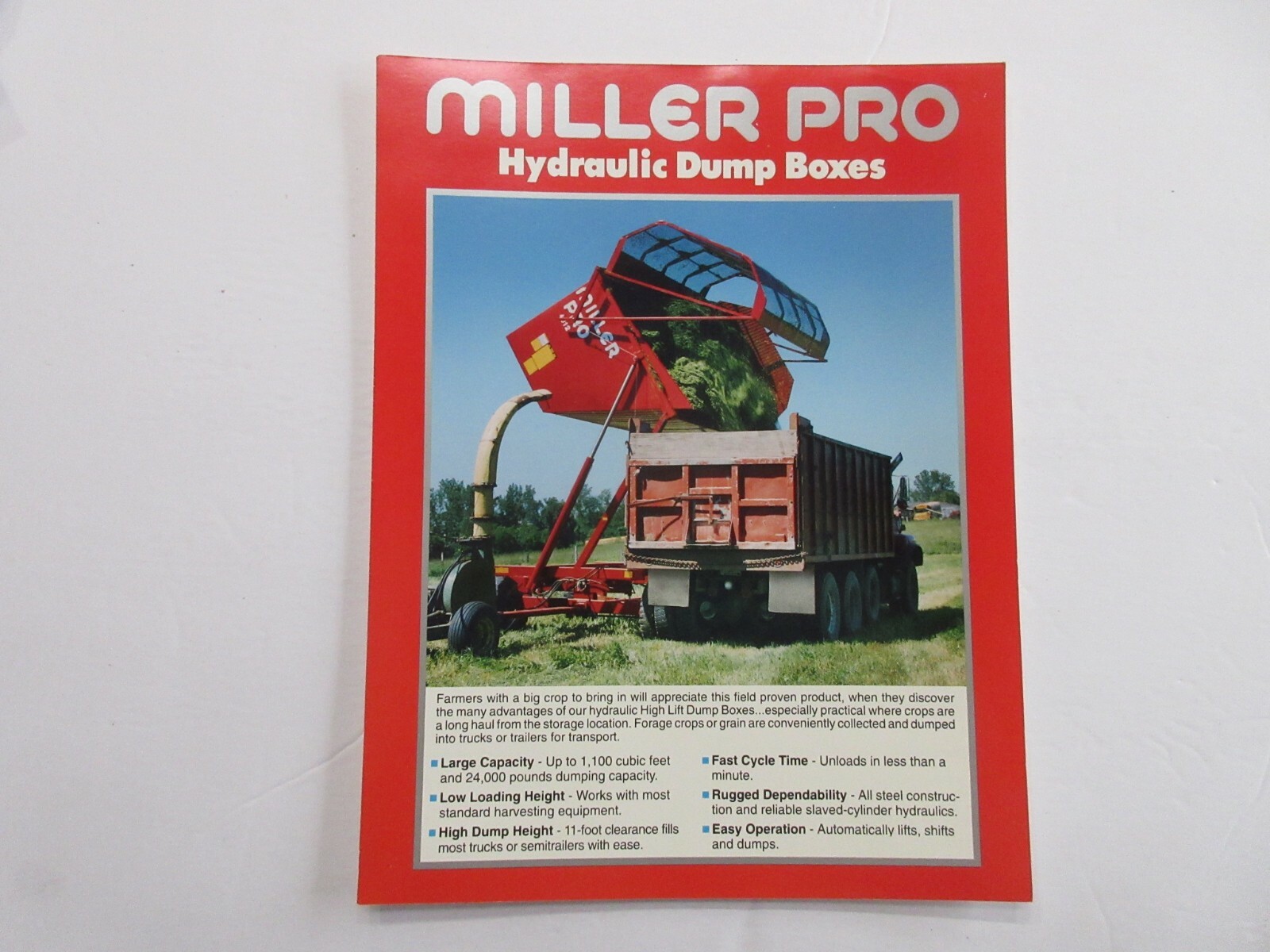 Miller Pro Hydraulic Dump Boxes Sales Brochure 2 Page