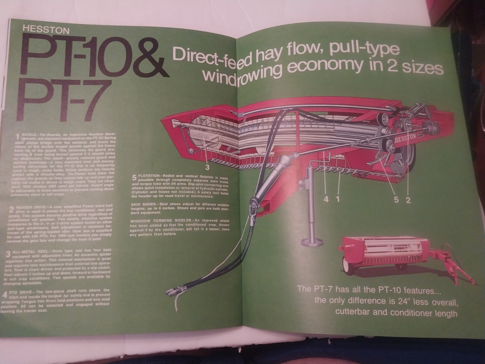 Hesston windrowers brochures 320-PT-10, PT-7, 520, 420, 620, PT-12 (1970s)