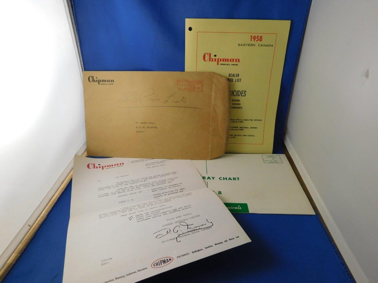 CHIPMAN CHEMCIALS LIMITED CANADA DEALER PRICE LIST WEED SPRAY CHART 1958 FARMING