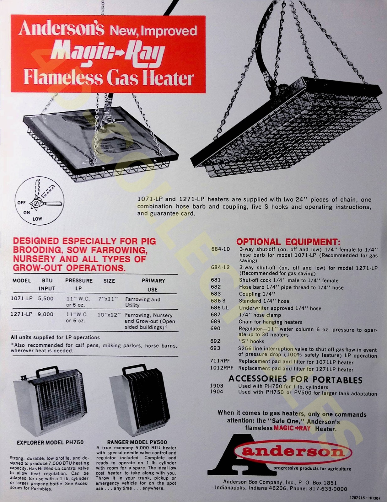 Vintage Anderson’s Magic-Ray Gas Heater Brochure Spec Sheet Farm Equipment