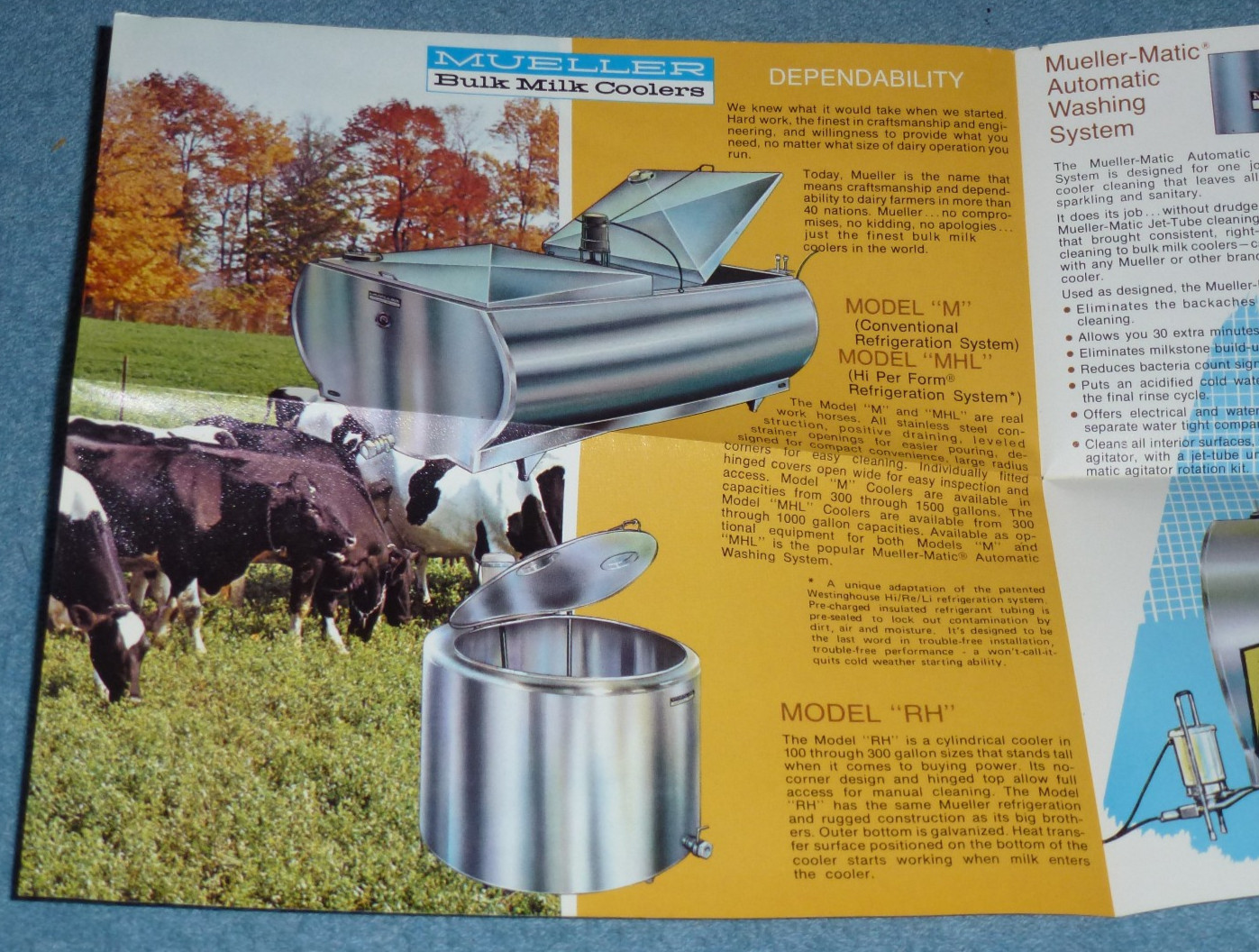Vtg 1970s Mueller Bulk Milk Coolers Advertising Brochure Farm Equipment Specs