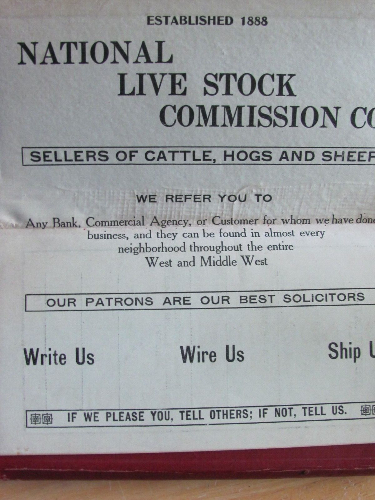 1919 National Livestock Commission Co Ledger Book Farm Cattle Horse and Sheep