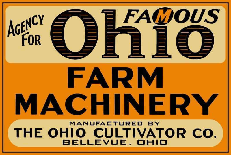 OhiO Cultivator Co., of Bellevue, OhiO NEW Sign 16″x24″ USA STEEL XL Size 4 lbs