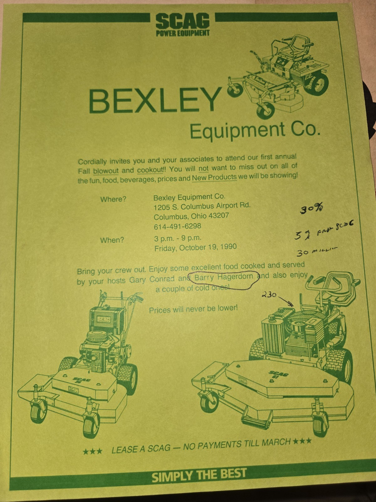 1990 SCAG POWER EQUIPMENT ADVERTISING LOT