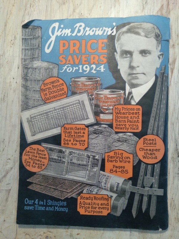 1924 Jim Brown’s Bargain Book of Fencing Gates Steel Posts Barb Wire Roofing