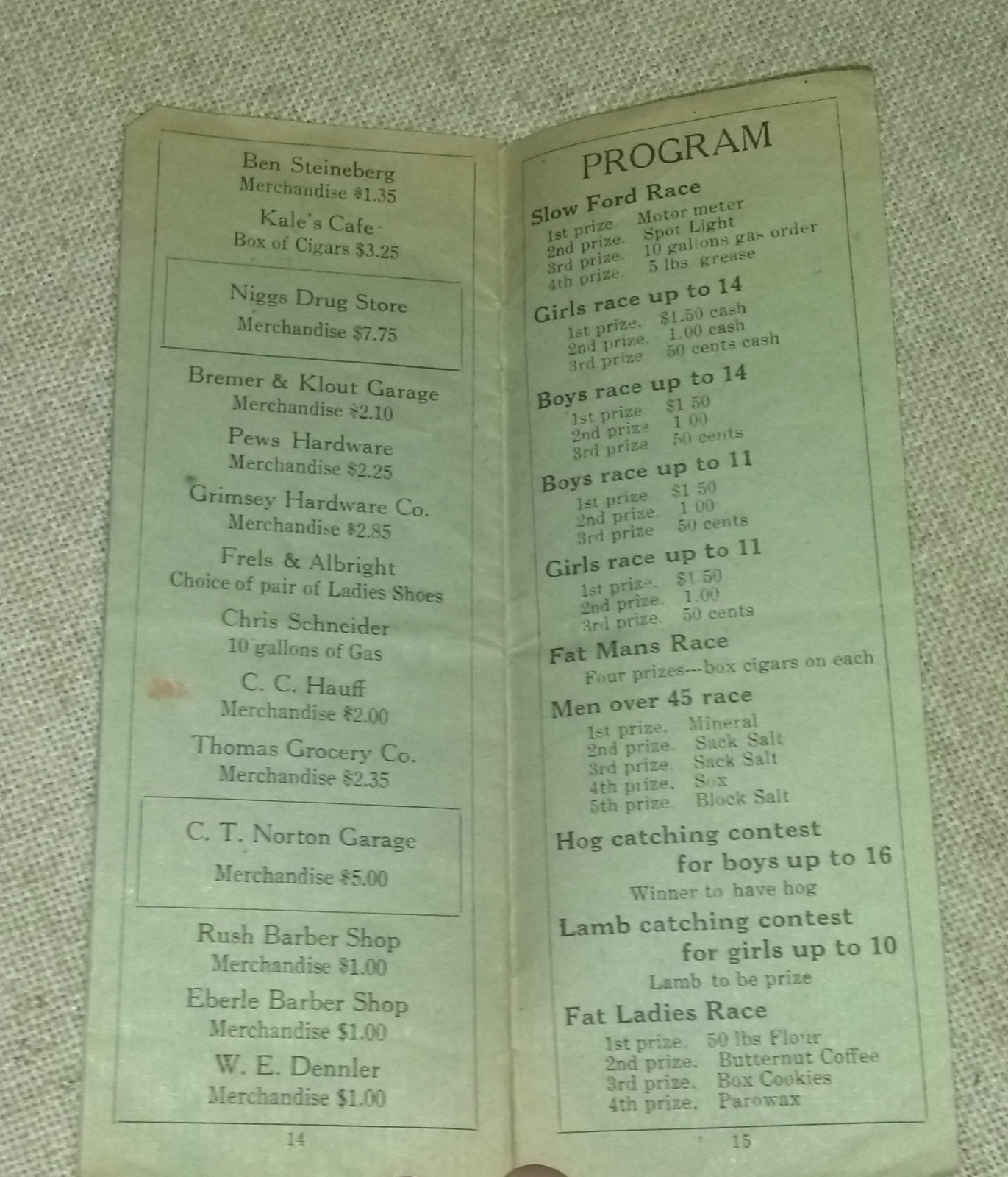 1928 7th Annual Perry Liberty Farm Bureau Picnic Program
