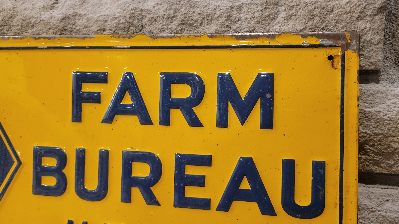 Vintage Original Delaware Farm Bureau Sign Tin Seed Feed Farm Crop Advertising