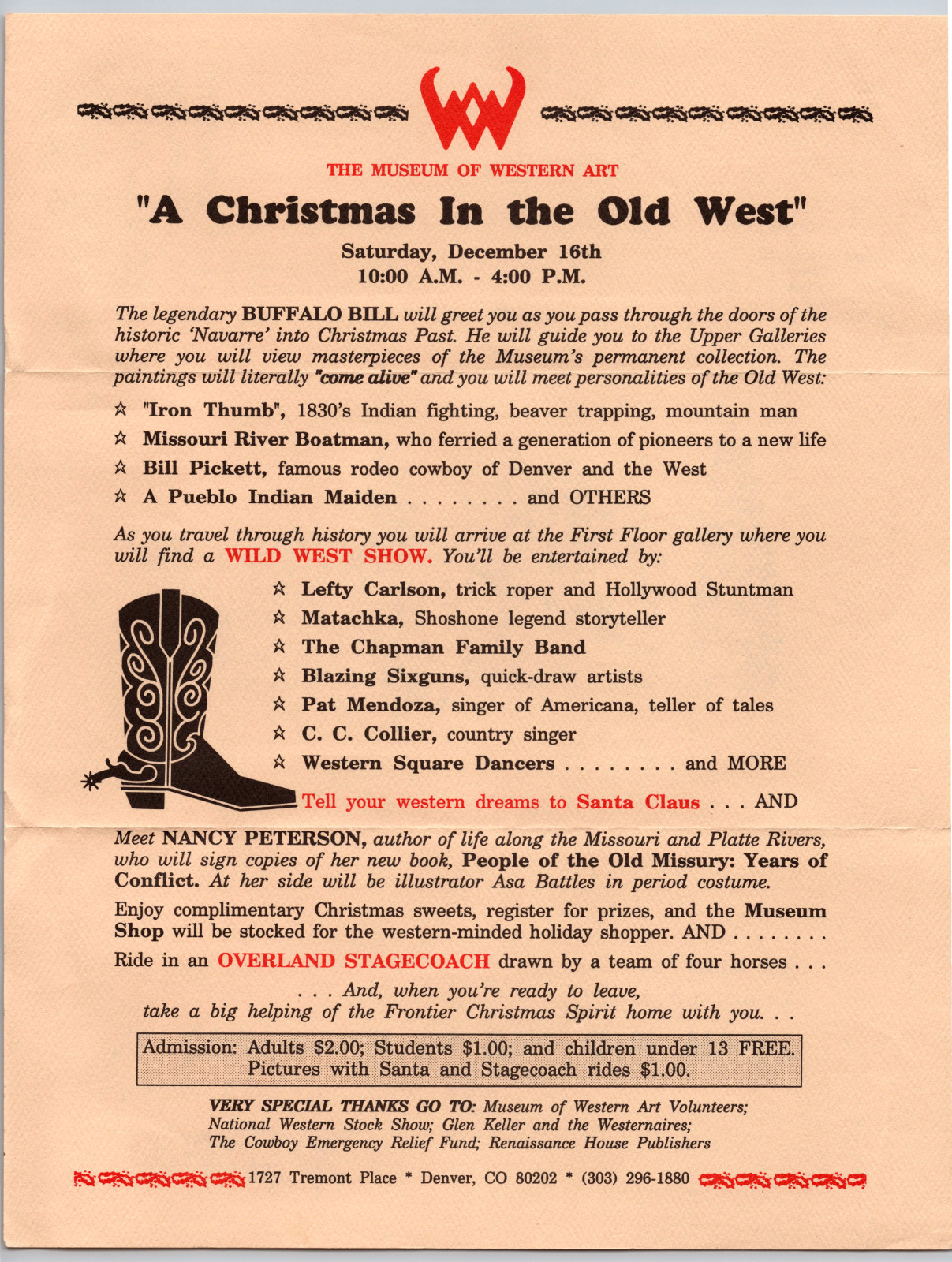 Collections Letters Museum of Western Art Denver CO Christmas Old West 1989