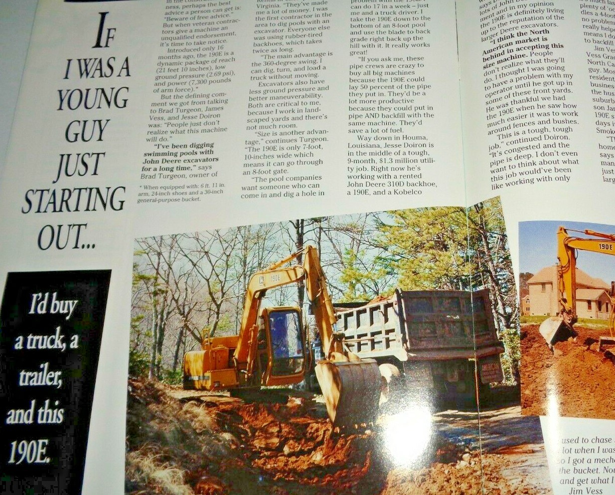 John Deere “Backhoe Brigades” Sales Brochure 5/94 310C/D 190E Excavator 482C JD