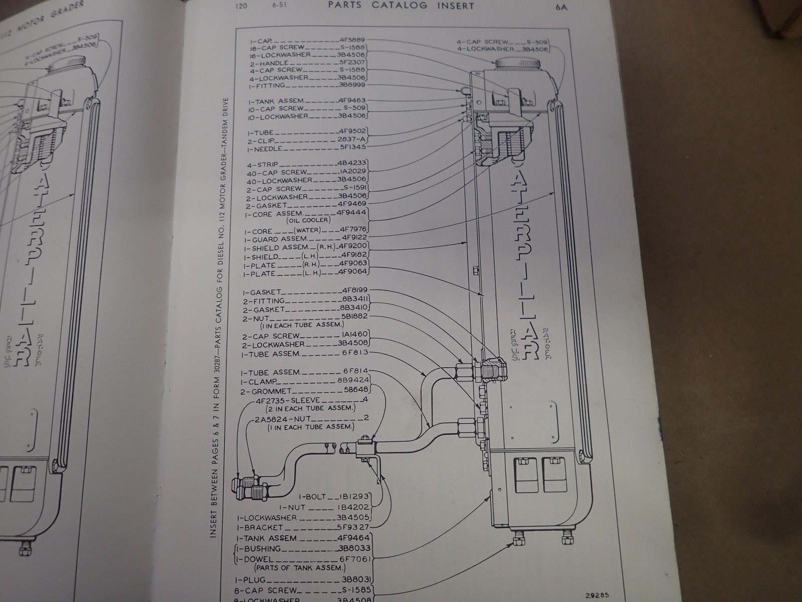 Original 1955 Cat Caterpillar 112 Diesel Parts Catalog Manual