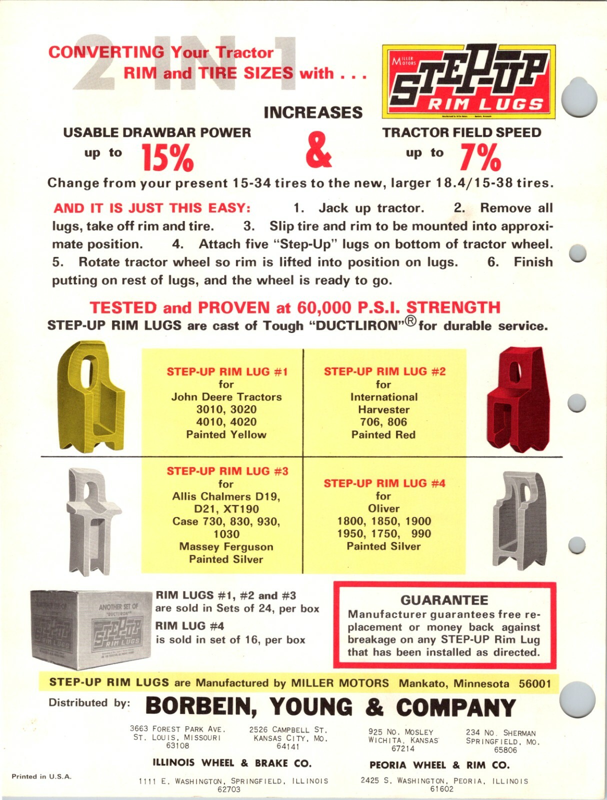 Vintage Miller Motors StepUp Step Up Rim Lugs Sales Dealer Advertising Brochure