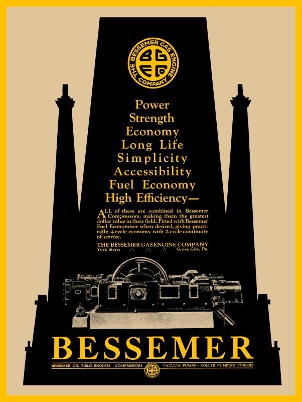 1927 Bessemer Gas Engine Co. NEW Metal Sign: 12×16″ Grove City Pennsylvania