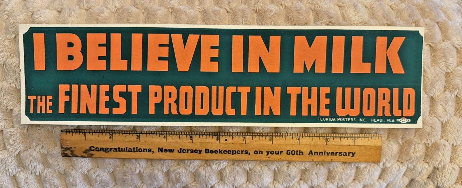Lg Vintage Florida “I Believe in Milk..” Bumper Sticker 60s Ag Cows Advertising