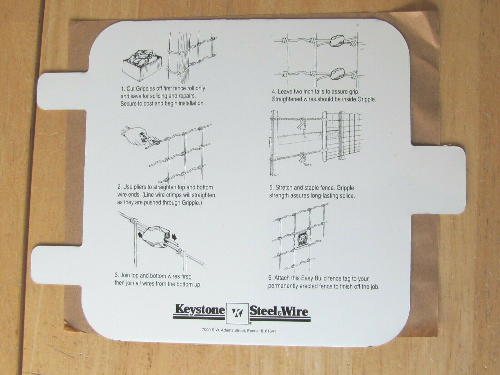 SET OF 3 METAL FARM SIGNS 6″ FENCE REDBRAND KEYSTONE STEEL WIRE PEORIA IL CATTLE