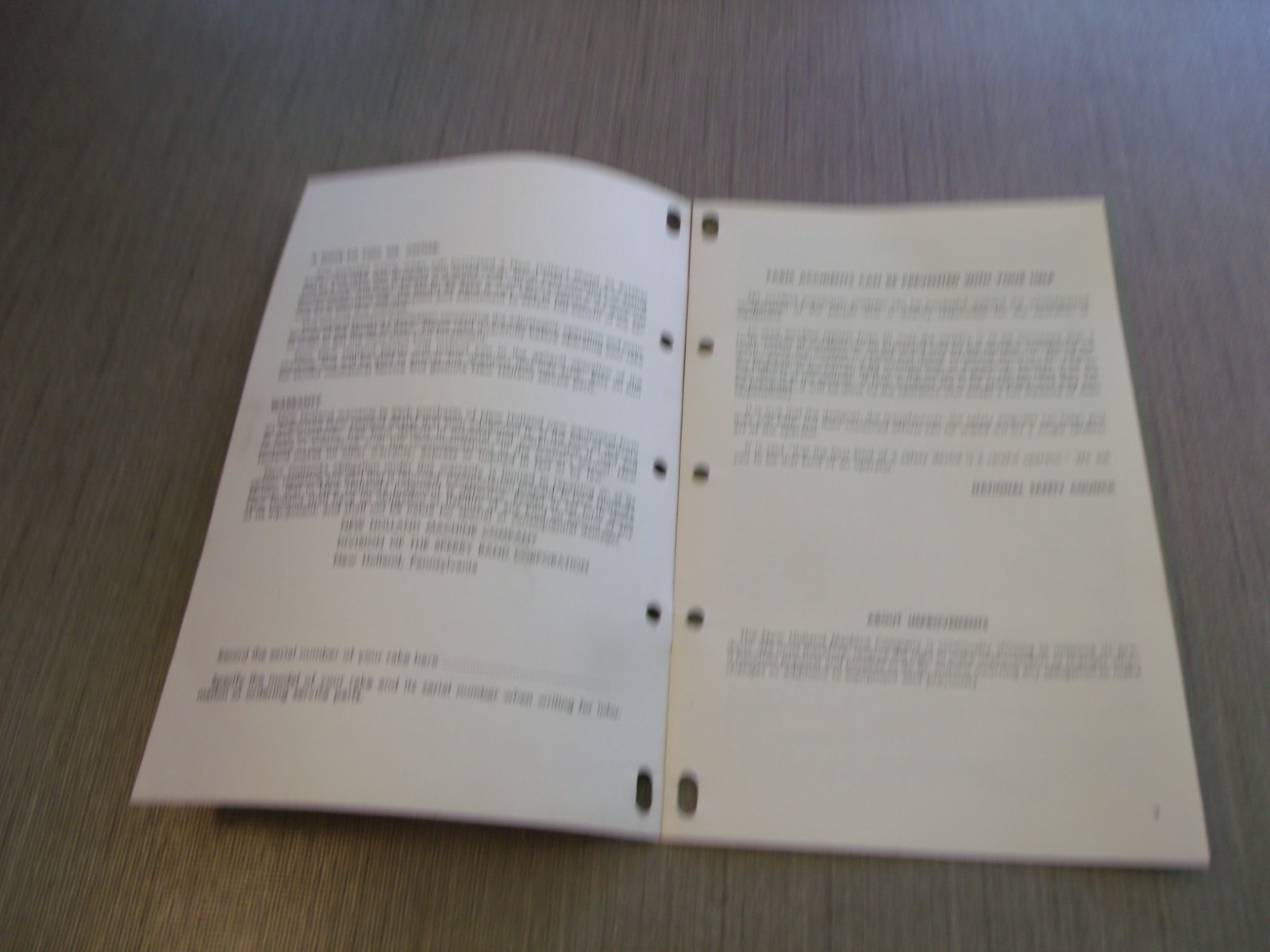 COLLECTIBLE NEW HOLLAND ROLABAR RAKE 56 56B 56R 56BR OWNER’S MANUAL