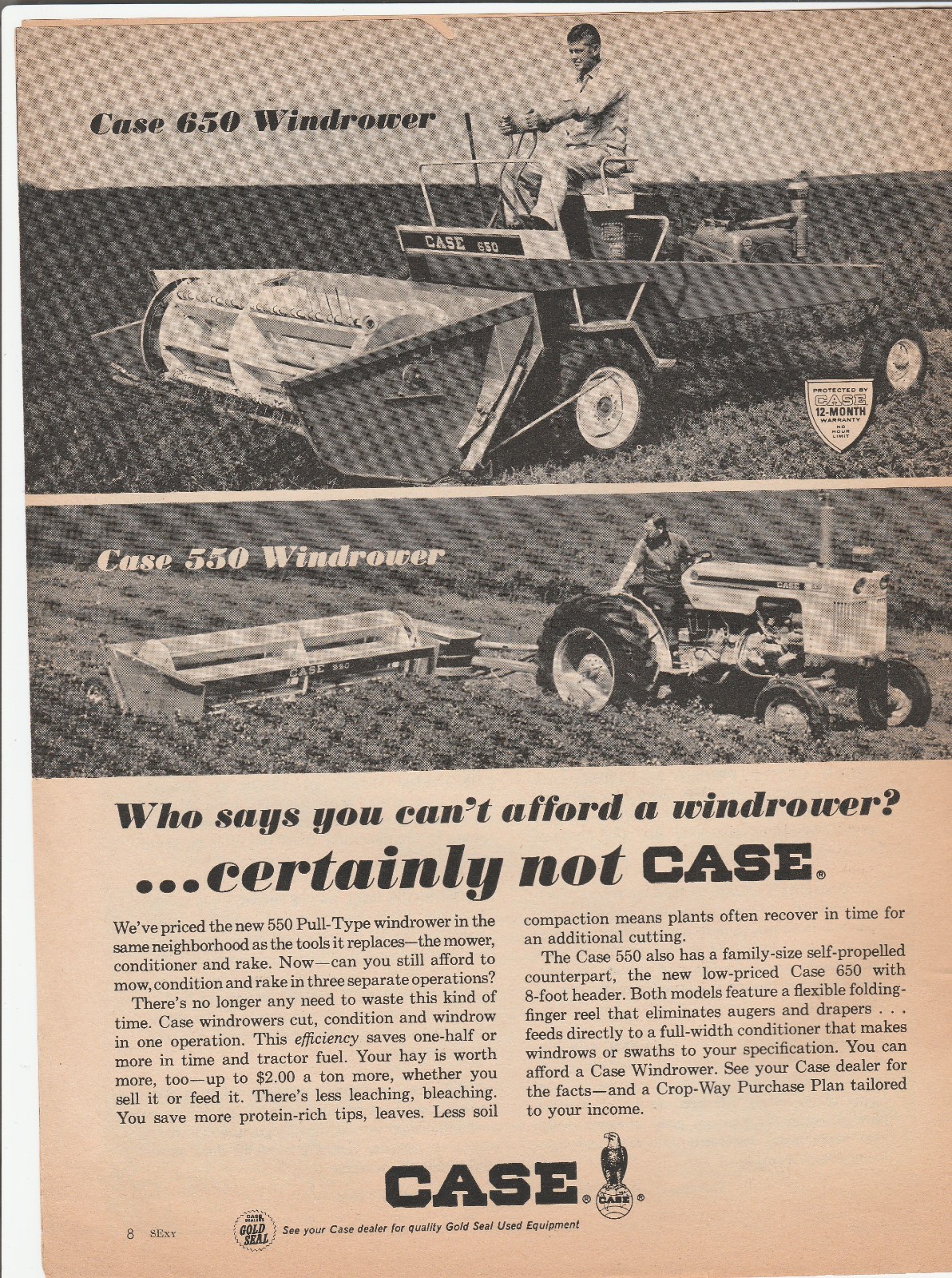 1966 Case Windrower Magazine Ad – Who Says You Can’t Afford a Windrower