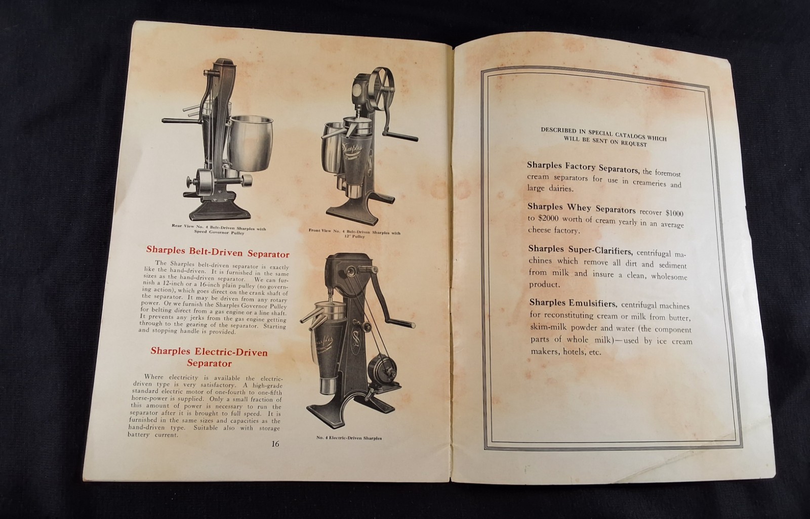 1920s SHARPLES “VELVET” FOR DAIRYMEN CREAM SEPARATOR BROCHURE