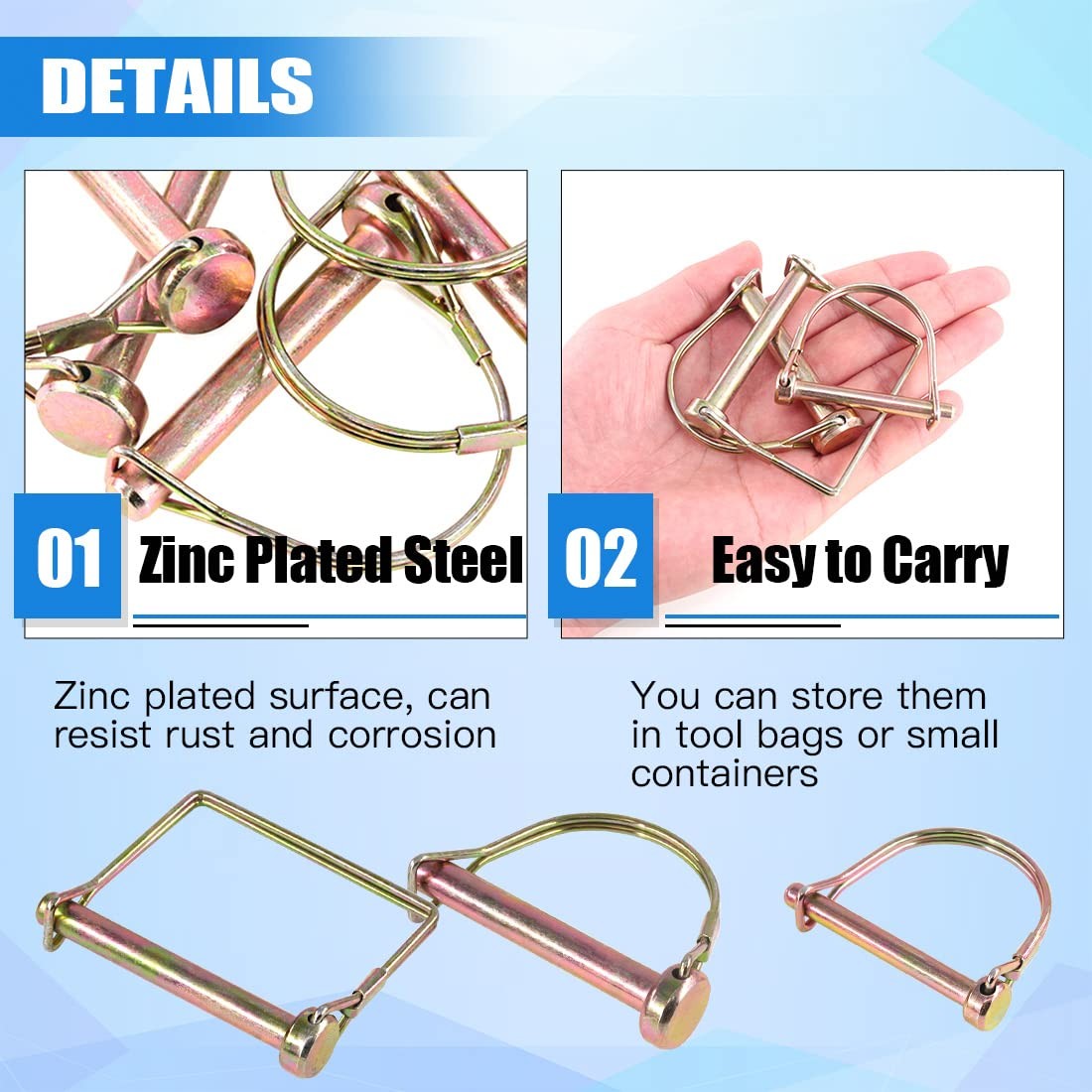 20 PCS Heavy Duty PTO Pin Assortment Kit For Farm Tractor Trailer Wagon