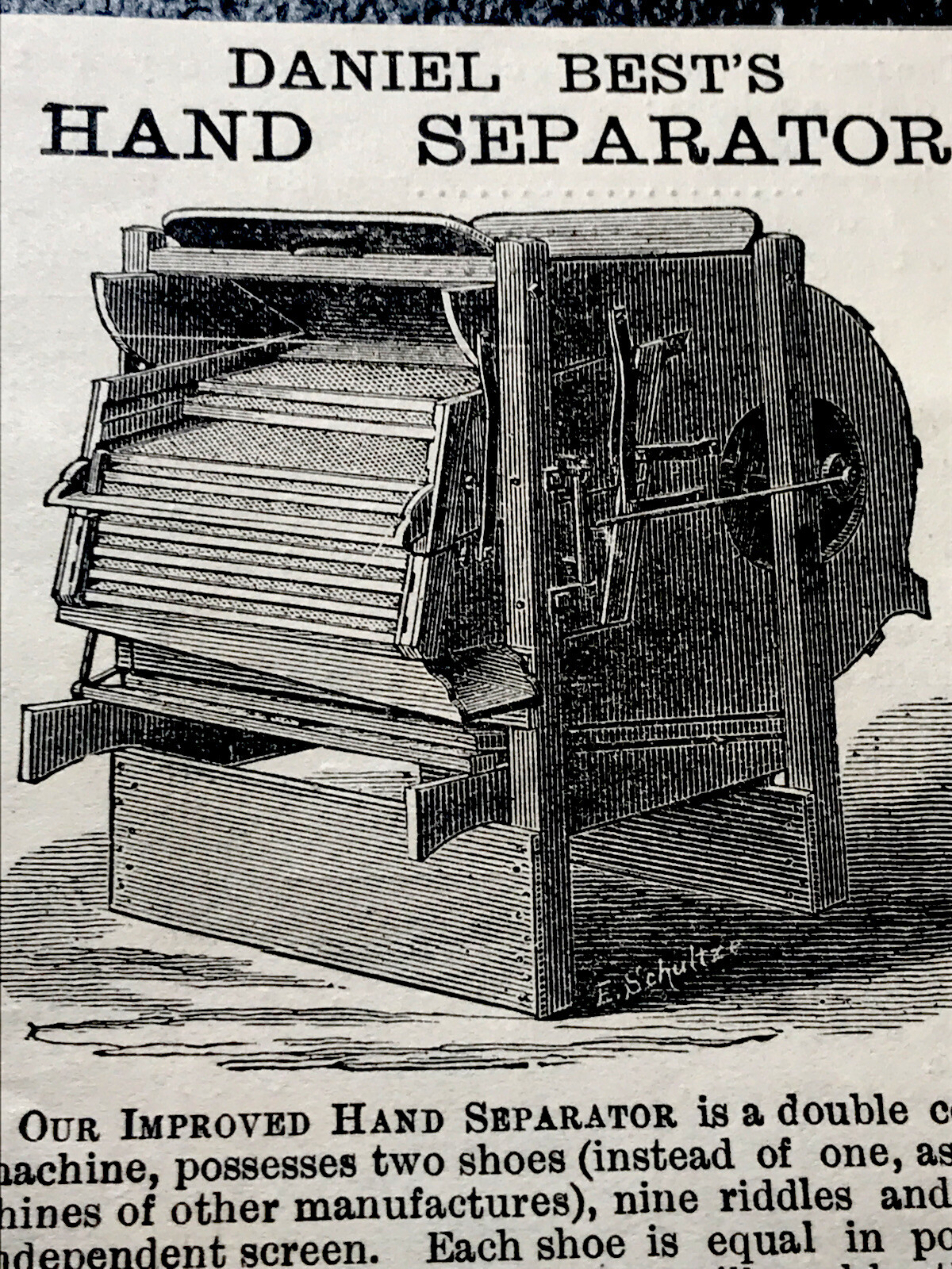 1886 Daniel Best Hand Separator Farm Advertising – San Leandro – California