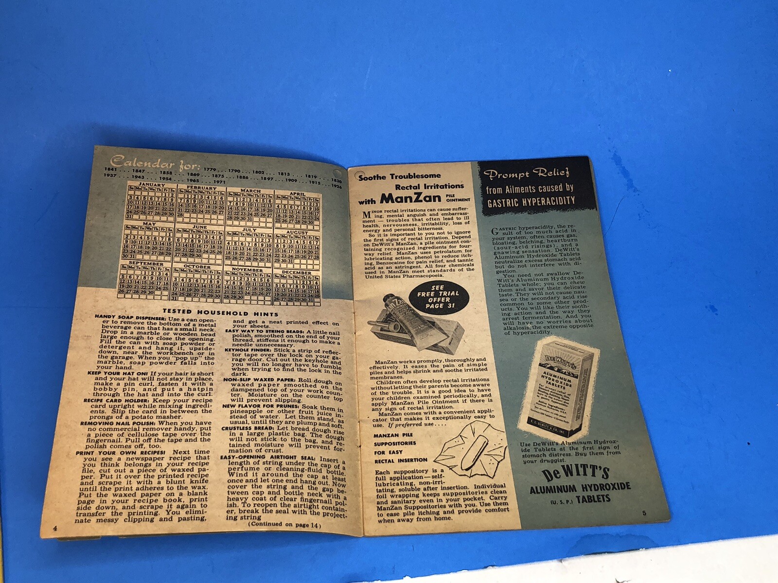 Set of 2 Vintage 1946 DeWitt’s 200 Year Calendar Horoscope Book 40s Astrology