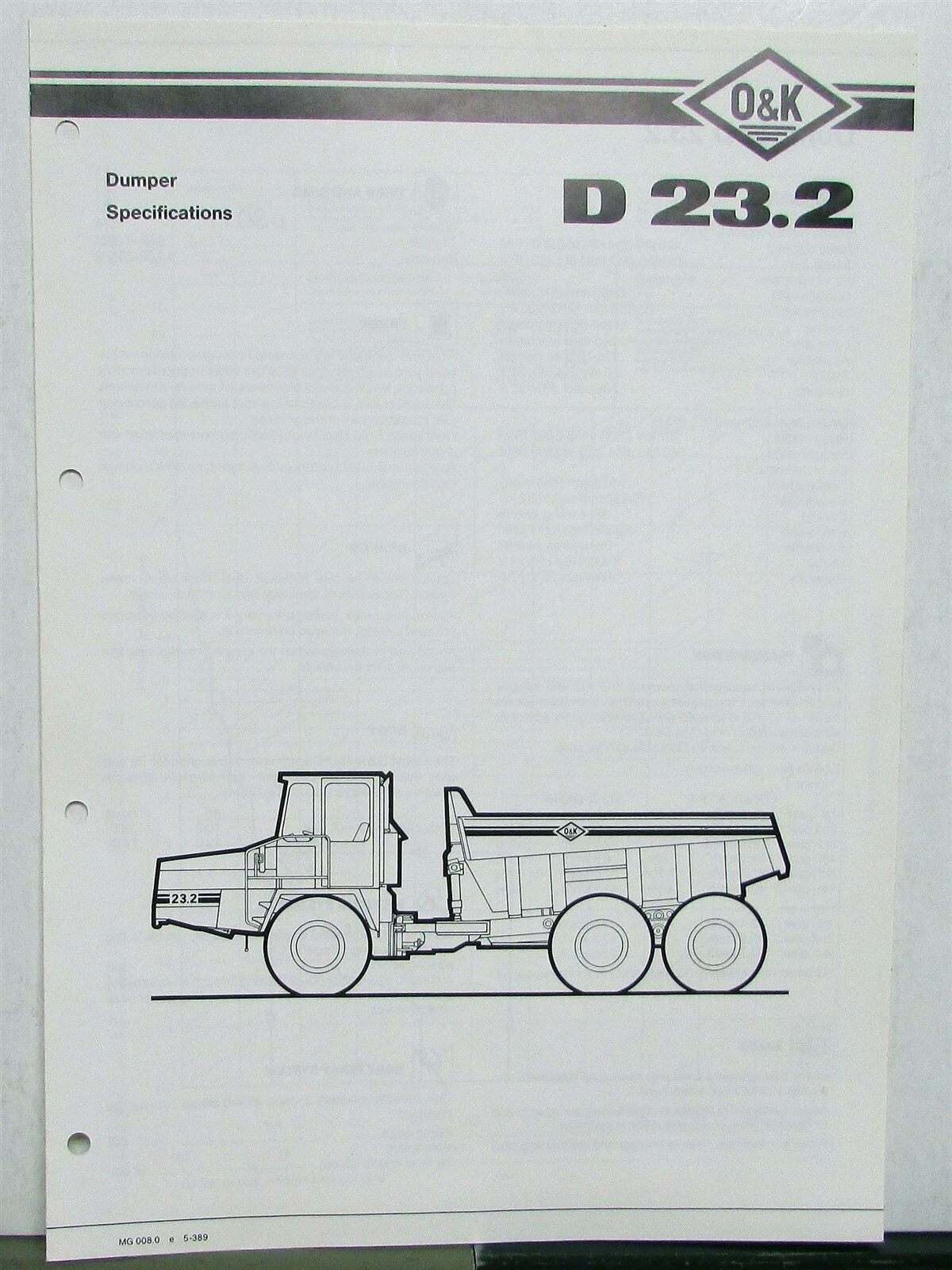 1989 O&K Dumper D 23.3 Construction Tri-Folder
