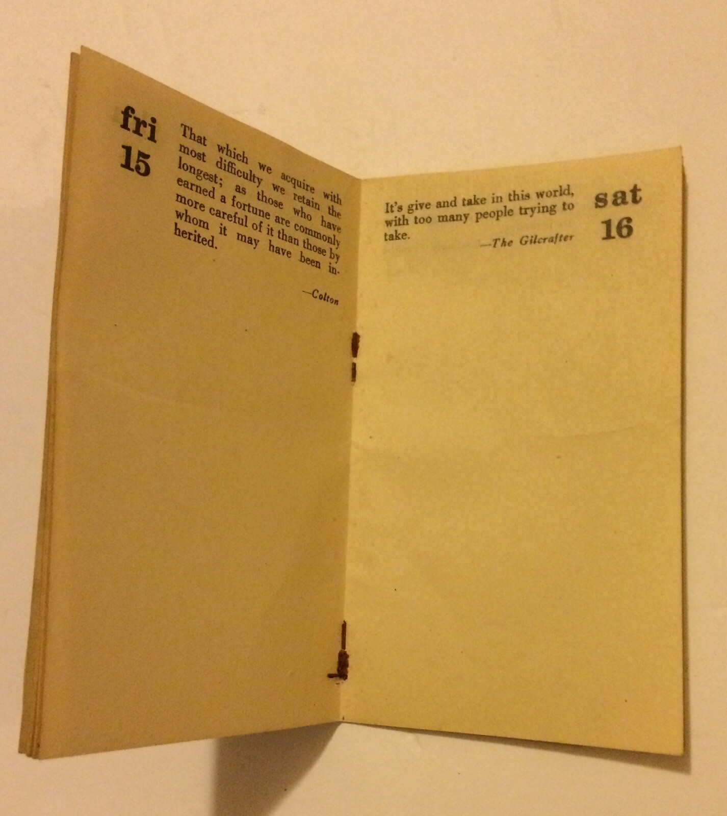 1949 “Your Quaker Friendly Daily Reminder” Booklet Quaker Rubber Corporation