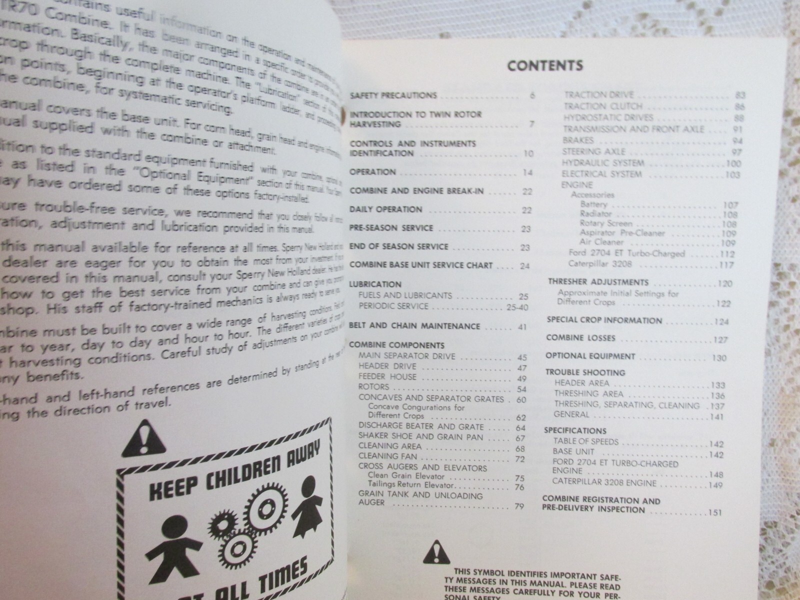 Sperry New Holland Operator’s Manual – Combine TR70