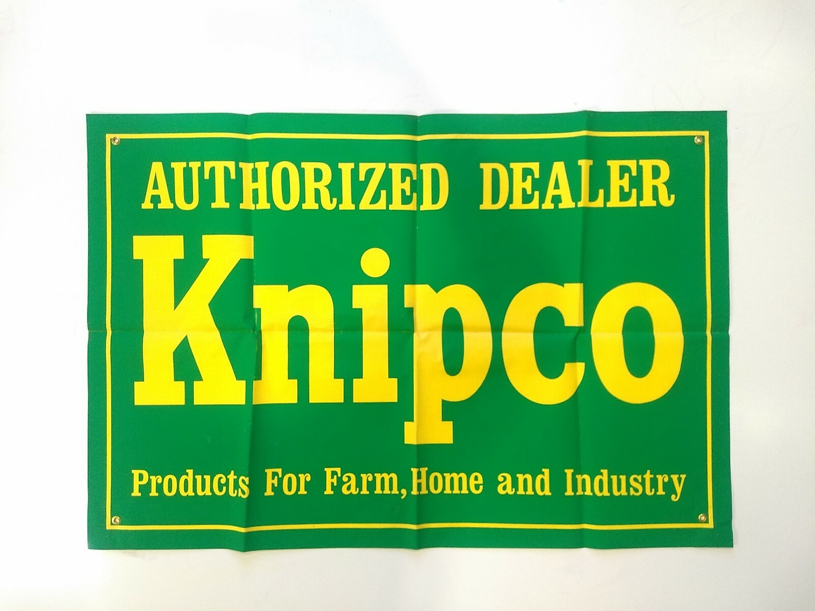 Vintage KNIPCO Dealership Advertising Sign – Green & Yellow : 28″ x 42″