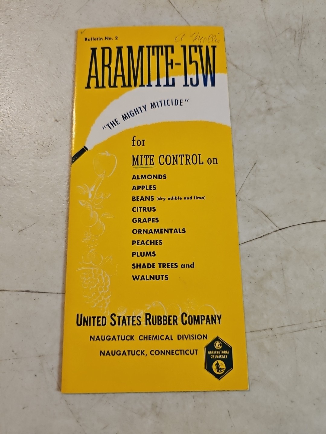 Vintage 1951 United States Rubber Co Aramite 15W For Mite Control Brochure
