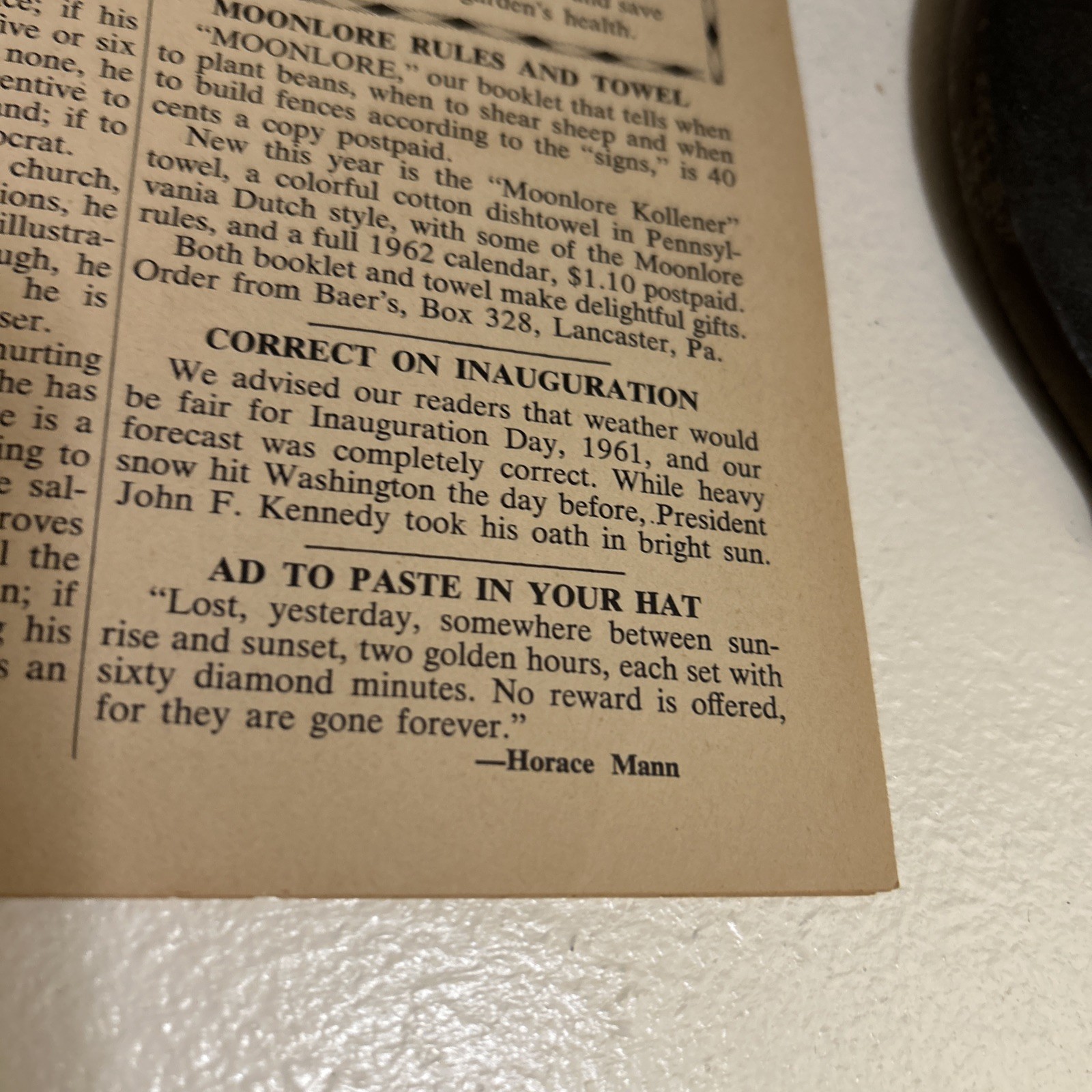 Vintage 1962 John Baer’s Sons Agricultural Almanac Lancaster PA Farmers Almanac