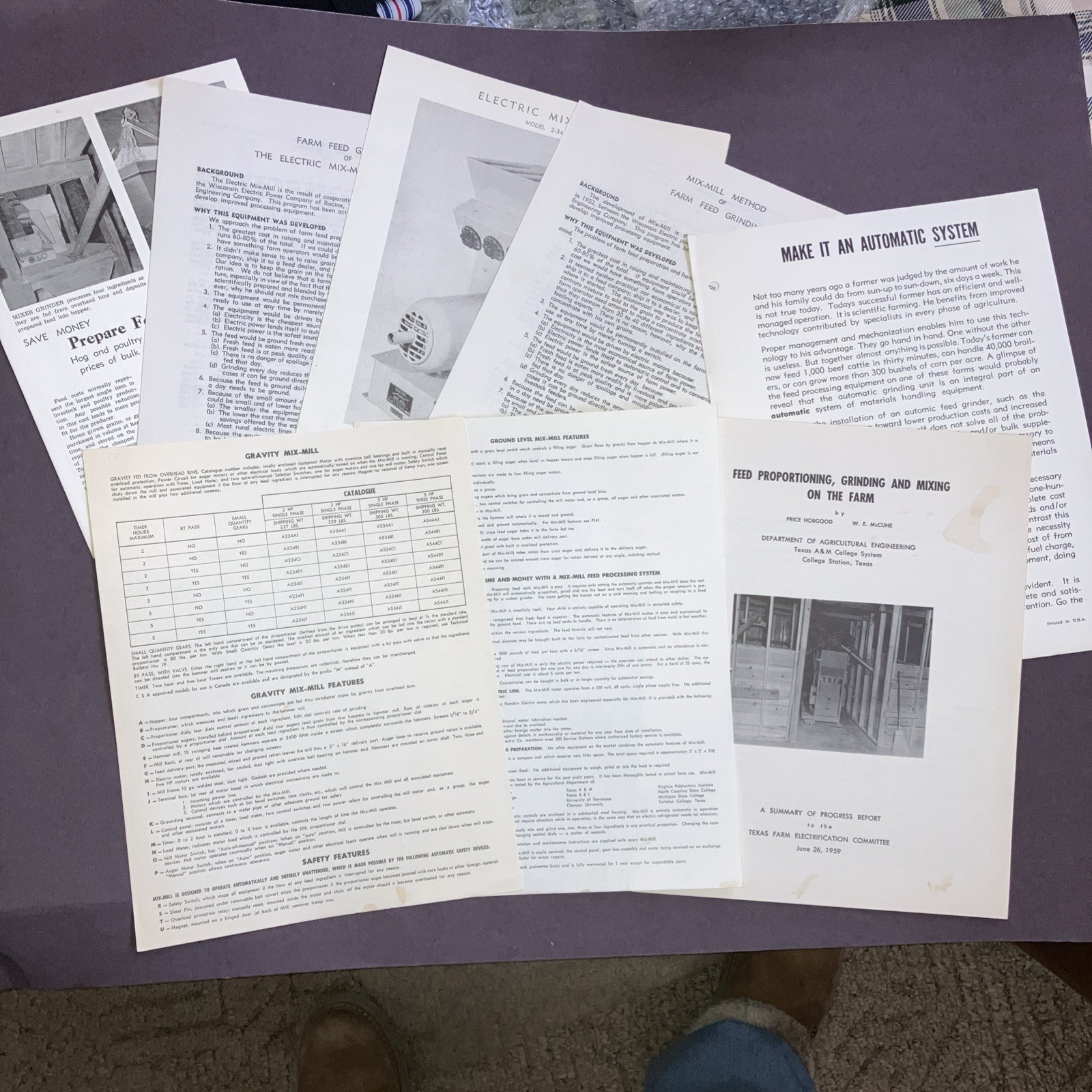 1957 & 1962 Mix Mill automated feed systems Vintage literature- Bluffton, IN