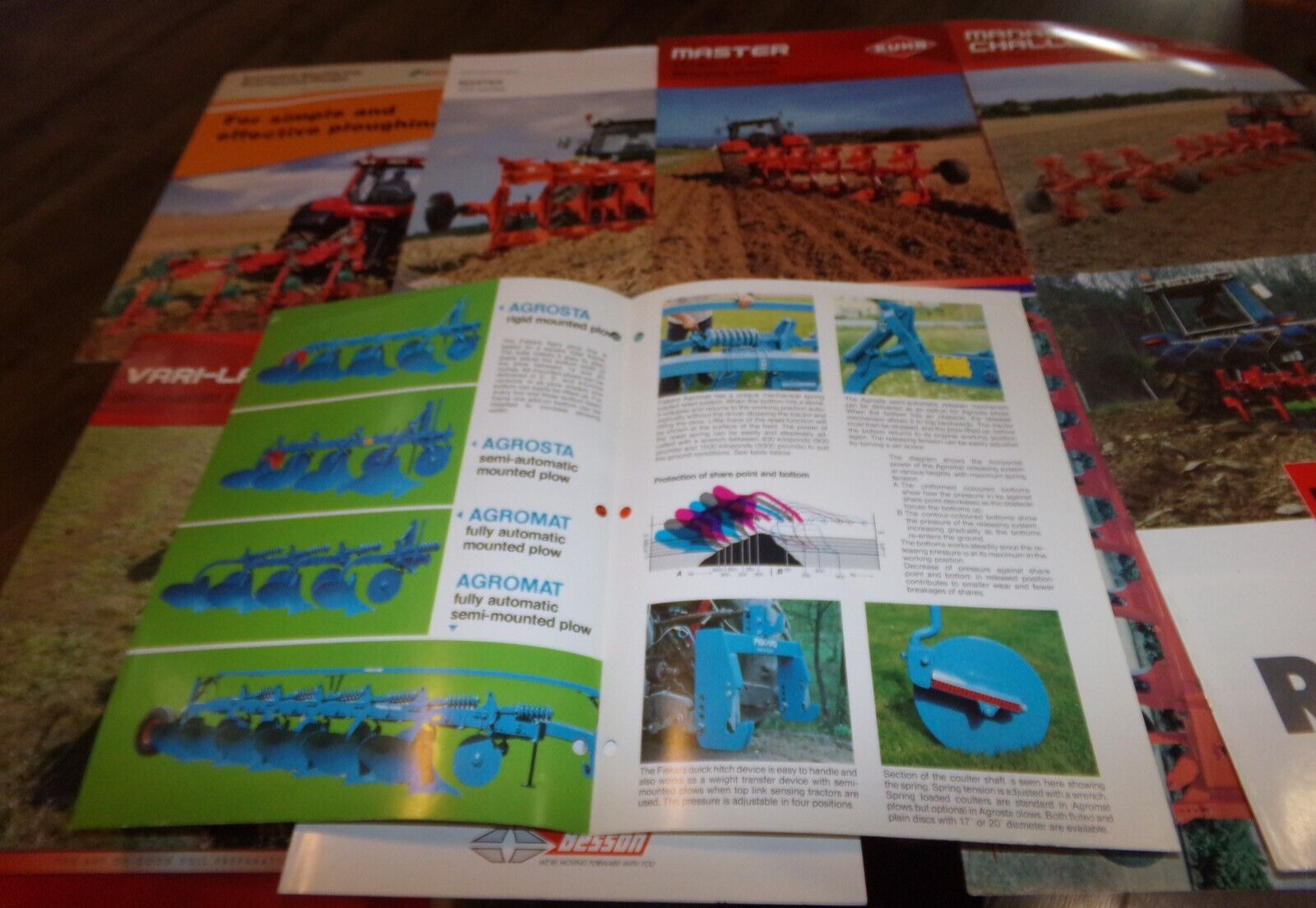 9-lot 1970’s-2010’s foreign moldboard plow brochures in nice shape used