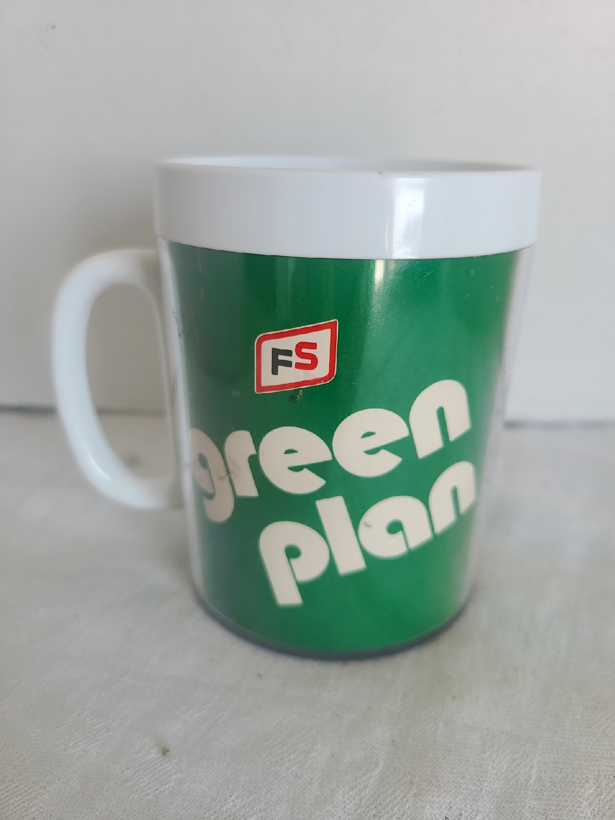 VTG. Thermo-Serv FS Seed Corn “Green Plan” Plastic Insulated Coffee Mug Cup;USA