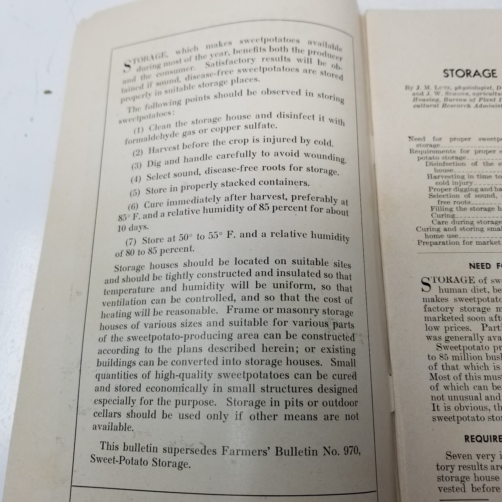Storage of Sweet Potatoes 1948 Farmers’ Bulletin Booklet 1442 USDA Photos Charts
