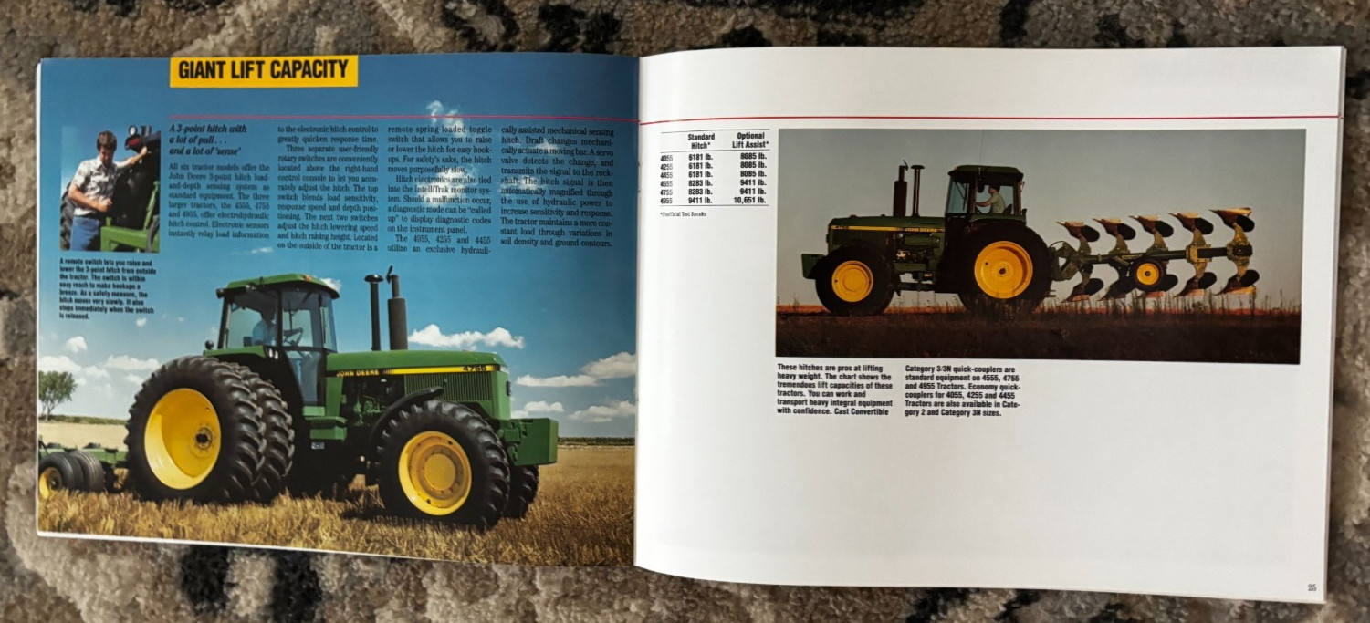 John Deere 4055 4255 4455 4555 4755 4955 Tractor for 1990 Brochure DCPA26