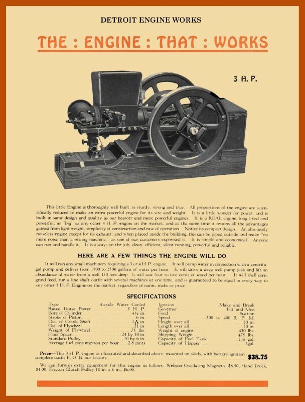 Detroit Engine Works Gas Farm Engines New Sign: 18×24 USA STEEL