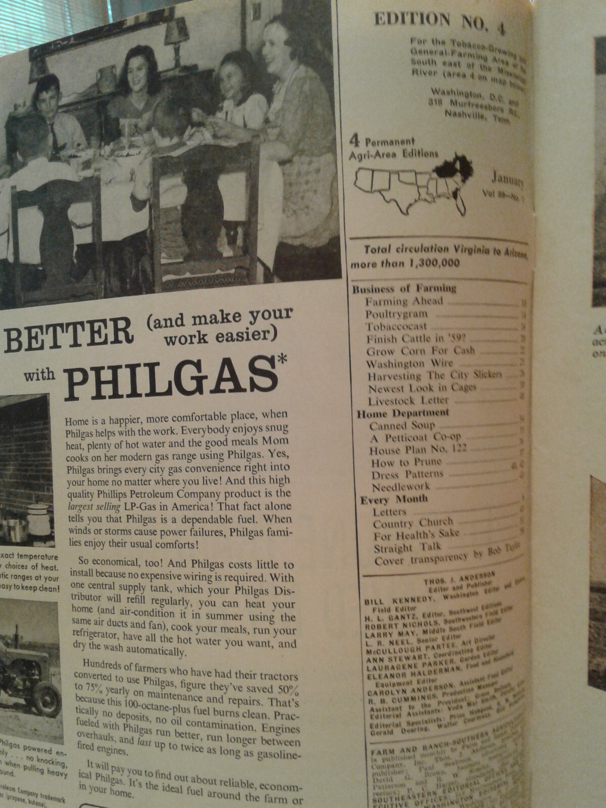 January 1959 FARM & RANCH mag SOUTHERN AGRICULTURIST adver edition 4 chickens