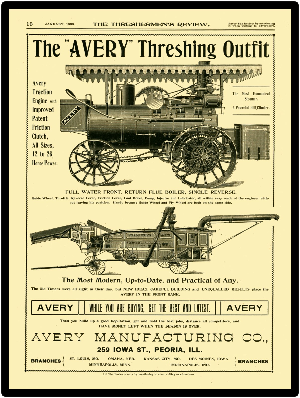 1900 Avery Threshing Machines NEW Metal Sign 24″ x 30″ USA STEEL XL Size – 7 lbs