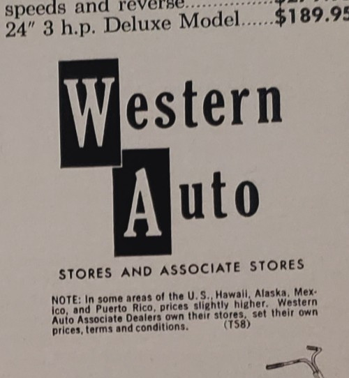 1958 WESTERN AUTO “WIZARD” LAWN MOWER PRODUCT LINE UP ORIGINAL CLASSIC PRINT AD
