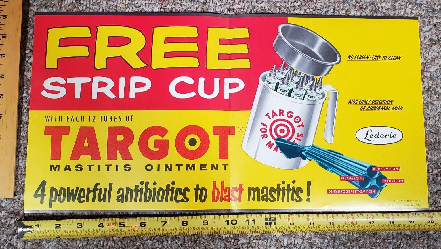 RARE 1955 Targot Strip Cup Dealer Kit | Lederle Promo, Printing Plate, Advertise
