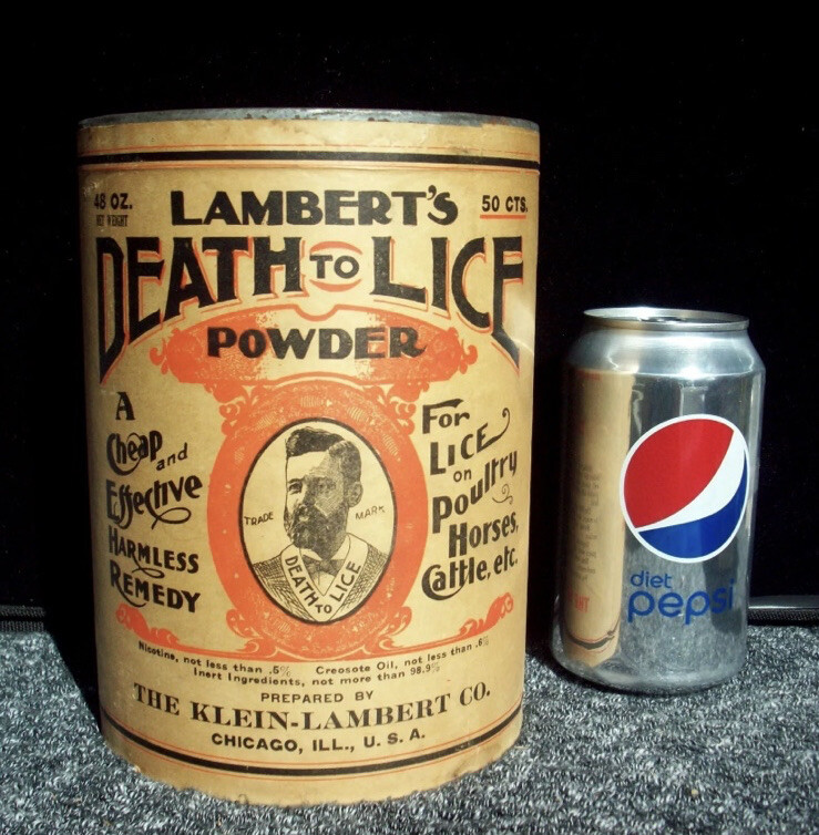 Lambert’s Death To lice Powder Antique Farm Agriculture Tin Advertising Rare