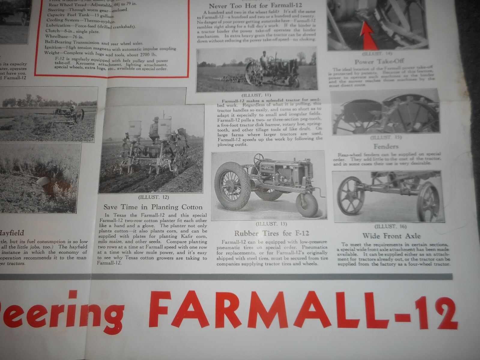 IH McCormick Deering Farmall 12 Tractor Salesman Dealer Window Brochure c.1930