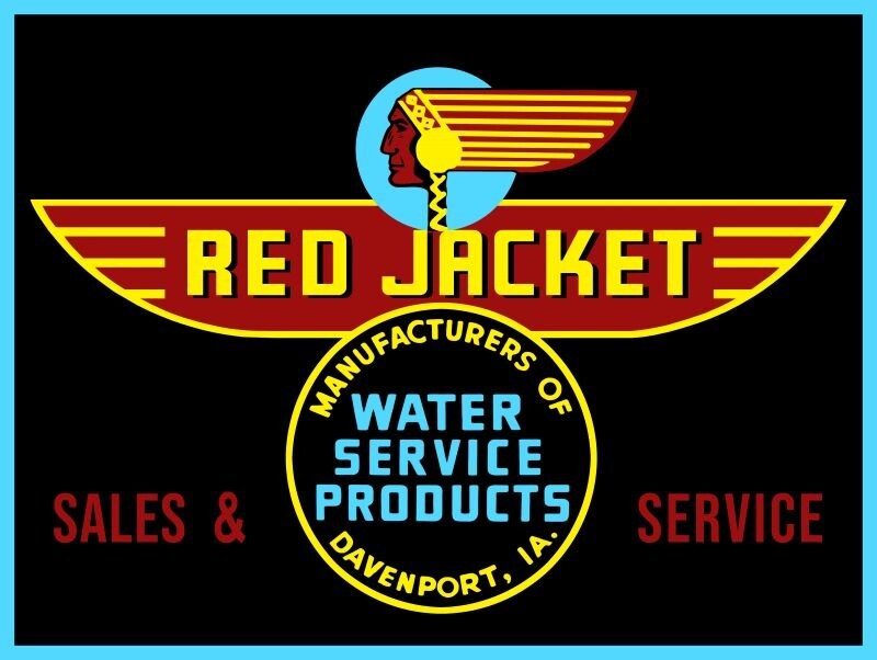 Red Jacket Water Service Prod. of Davenport IA NEW Sign 24×30″ USA STEEL XL Size