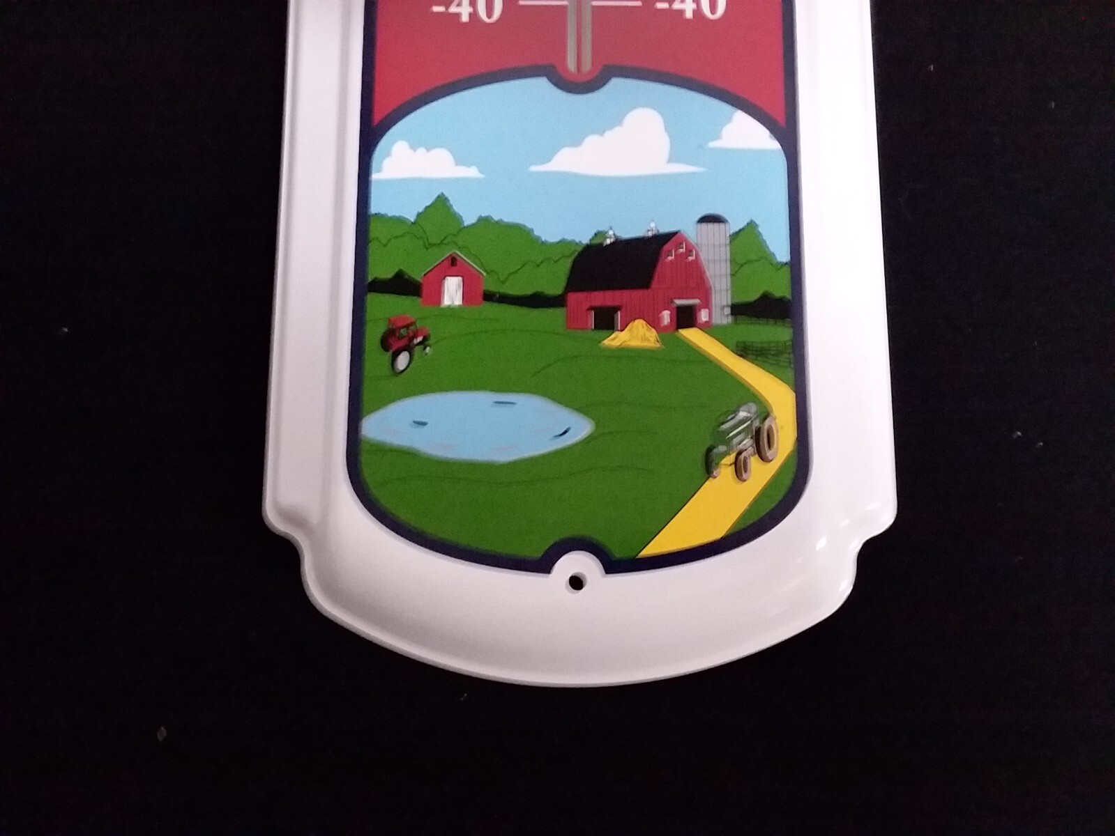 vtg FARMING TRACTOR FARM ADVERTISING THERMOMETER 27″ BARN SIGN,GARAGE,MAN CAVE