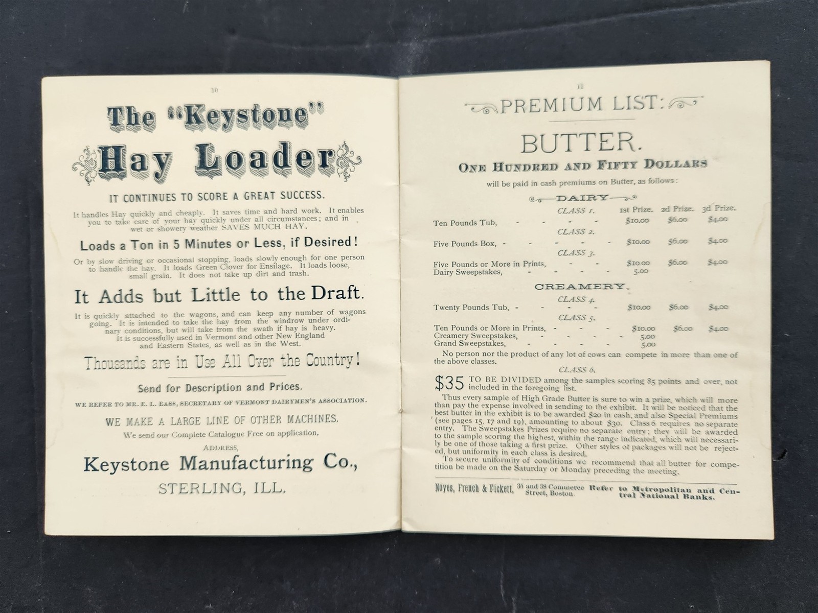 1890 antique VERMONT DAIRYMEN’S ASSOC w ADS PROGRAM EXHIBIT 29th annual meeting