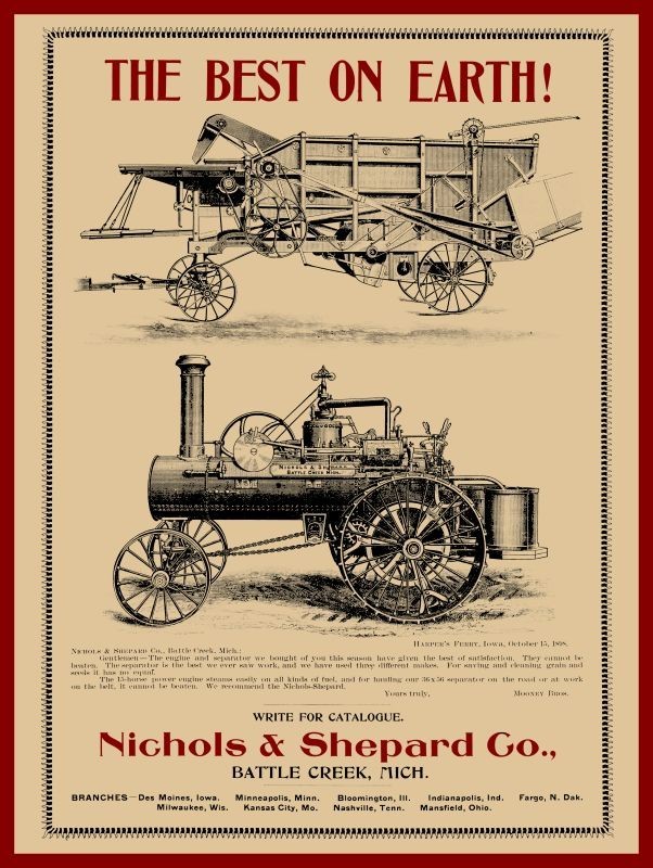1899 Nichols & Shepard Steam Engine – Best on Earth! NEW METAL SIGN: 12×16″