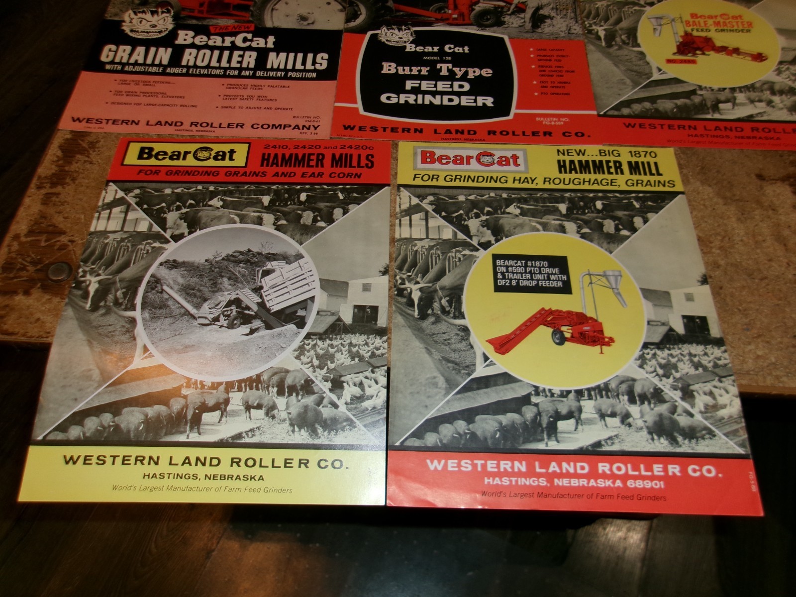 5-lot 60’s-70’s bearcat roller/hammer mills brochures very good used
