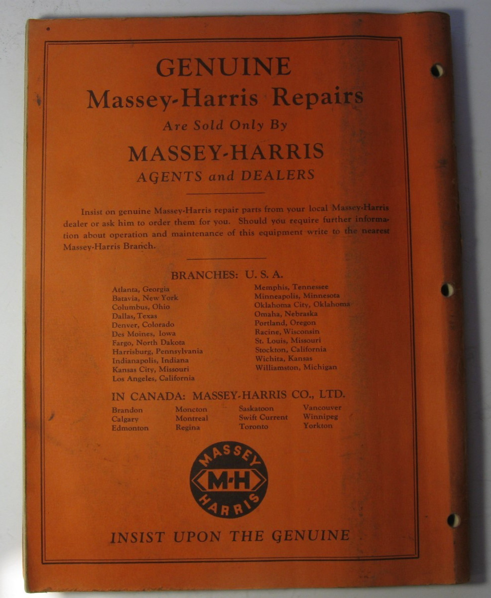 Repair Parts List Massey Harris Clipper Combine Serial No. 44001 and up – #5345