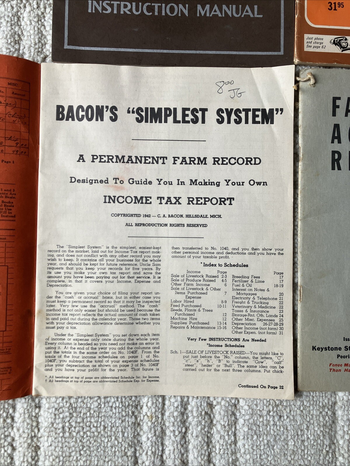 Vintage 1940-60’s Advertising Farm Record Books Reed City Michigan And Others