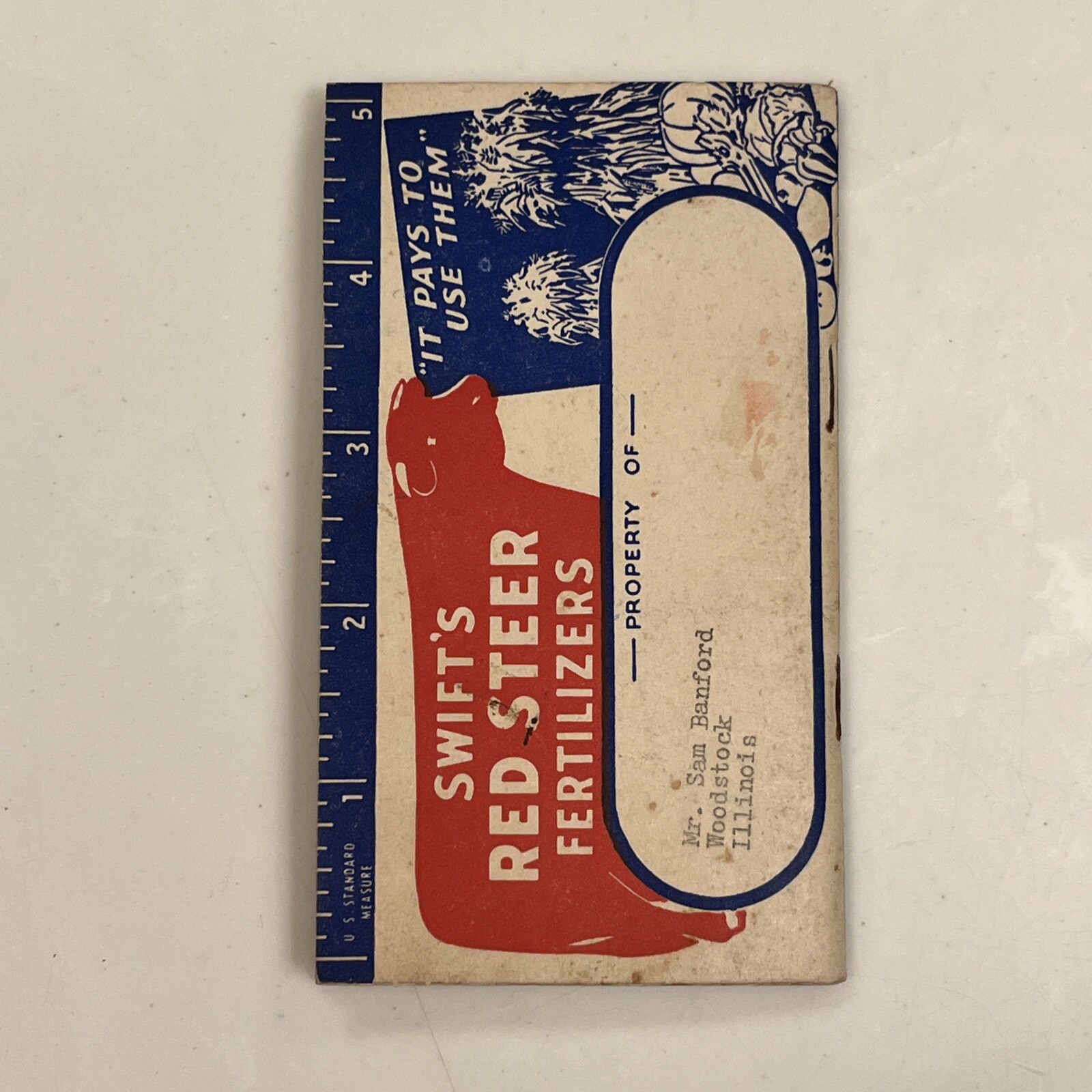 Swift’s Red Steer Brand Fertilizers Advertising Memo Book Notepad 1945